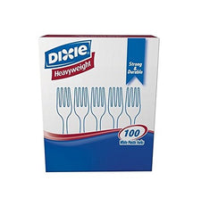 Dixie Heavyweight Plastic Forks - 100 per Box (White Pack of 2)