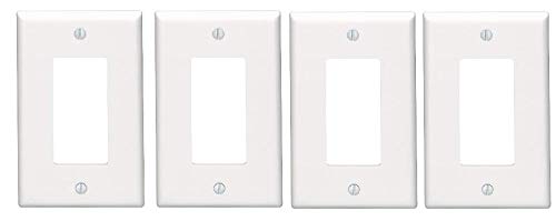 Leviton 80601-W 1-Gang Decora/GFCI Device Wallplate, Midway Size, Thermoset, Device Mount, Sold as 4 Pack
