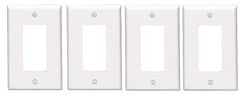 Leviton 80601-W 1-Gang Decora/GFCI Device Wallplate, Midway Size, Thermoset, Device Mount, Sold as 4 Pack