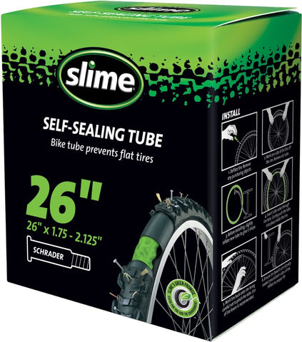 Slime Smart Tube Schrader Valve Bicycle Self SealingTube (26 x 1.75-2.125), 2 Pack