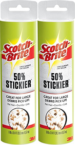 (2) Scotch-Brite Large Surface 8" Wide Lint Roller Refills (120 Sheets Total) Cat Dog Pet Hair Animal Fur Remover Clothing Upholstery Bundle Value Pack Combo